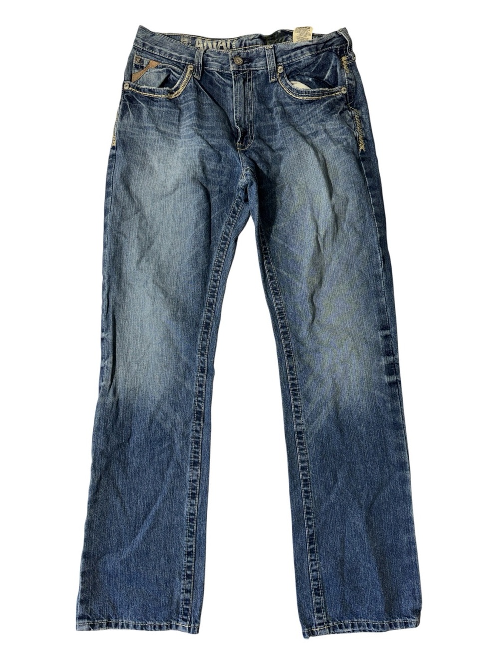 Ariat mens 34x34 Straight fit M5 light wash denim blue jeans EUC